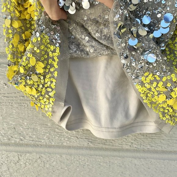 Aidan Mattox Yellow and Silver Sequin Mini Dress - Picture 7 of 10